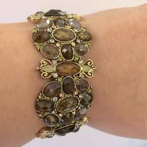 New multicolor gem bracelet in brushed golden tone